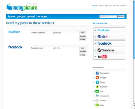 MobyPicture post to multiple sites settings MobyPicture post to multiple sites settings