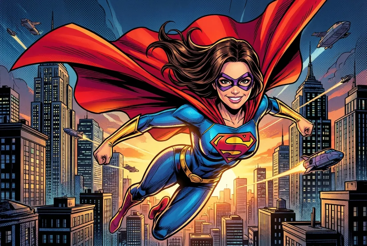 AI photo transformation: superhero comic